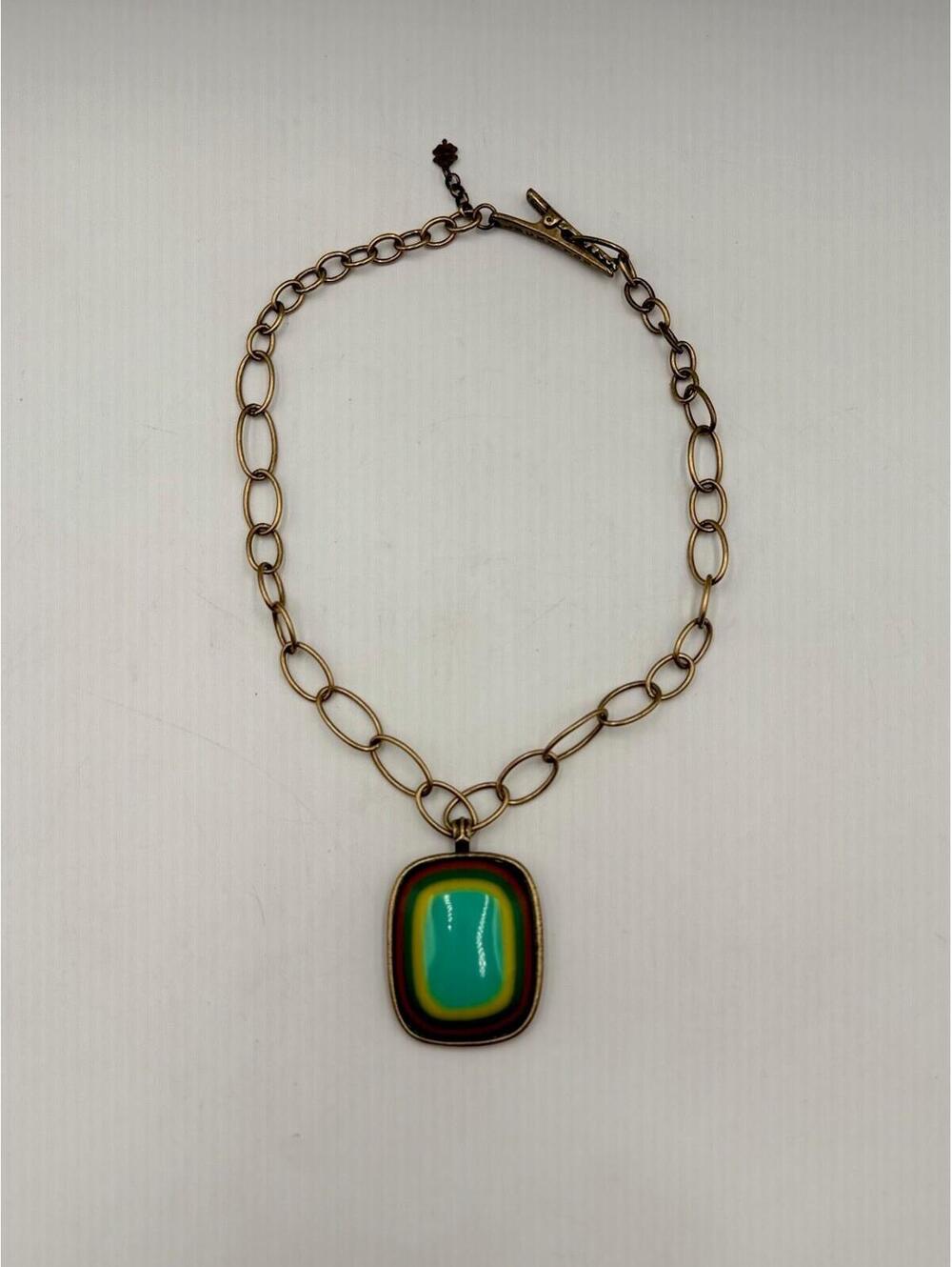 Retro Style Lucky Brand Colorblock Pendant Necklace